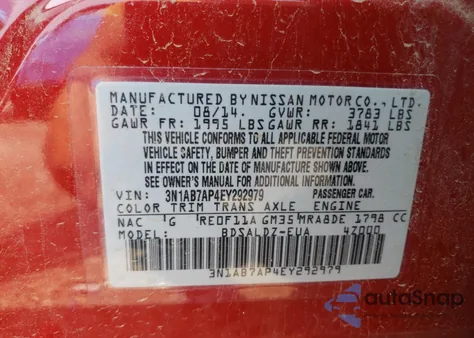 2014 Nissan Sentra S from USA, damaged, VIN 3N1AB7AP4EY292979